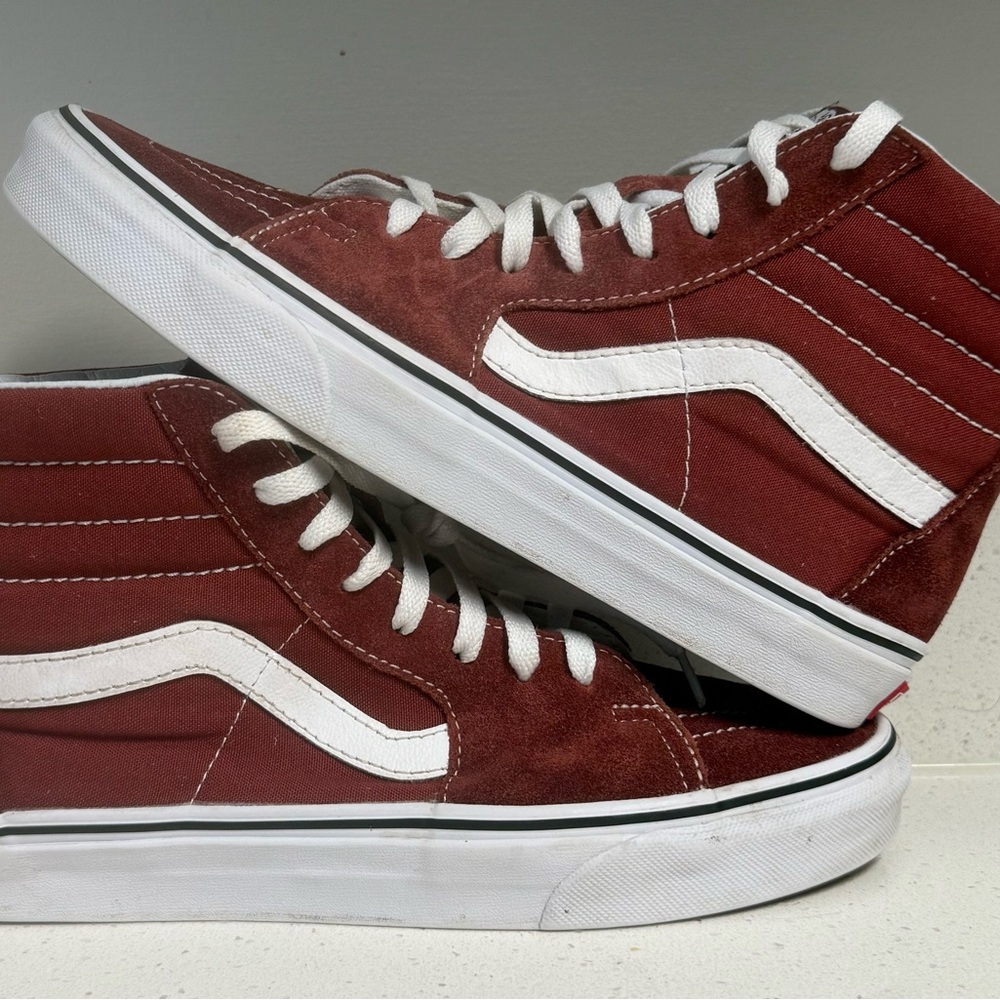 Vans High-Top Sneakers - Maroon and White - Women’s 9.5 / Men’s 8.0